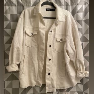 Zara white corduroy jacket (L)